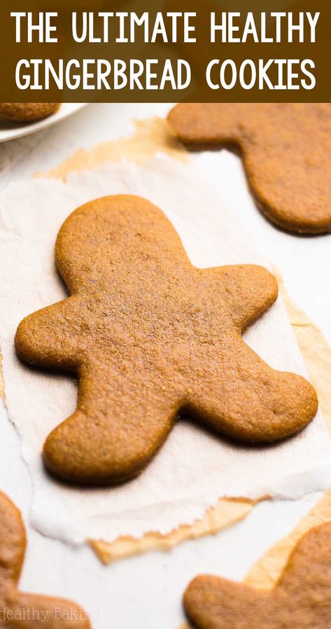 The Ultimate Healthy Gingerbread Cookies – these skinny cookies don't taste healthy at all! You'll never need another gingerbread cookie recipe again! ♡ best soft gingerbread cookies. homemade classic cutout gingerbread men. easy healthy christmas cookies recipe. Best Gingerbread Cookie Recipe, Healthy Gingerbread Cookies, Healthy Gingerbread, Gingerbread Cookies Recipe, Healthy Christmas Treats, Healthy Christmas Cookies, Gingerbread Cookie Recipe, Easy Gingerbread Cookies, Cookies Aesthetic