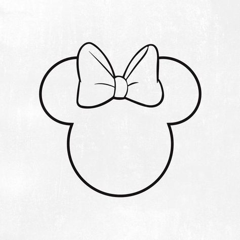 Quilling Disney, Cricut Drawing, Minnie Mouse Outline, Minnie Mouse Template, Onesie Diy, Simple Outlines, Mickey Tattoo, Head Outline, Minnie Mouse Drawing