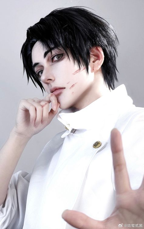 Cosplay of Yuta Okkotsu by @/陆鹫贰黑 on Weibo | Jujutsu Kaisen / 呪術廻戦 Yuta Okkotsu Uniform, Yuta Jjk Cosplay, Yuta Okkotsu Realistic, Yuta Okkotsu Hairstyle, Yuta Okkotsu Genderbend, Jjk Hairstyles, Yuta Hair, Jjk Shifting, Yuta Okkotsu Cosplay