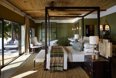 Safari Lodge Bedroom, Safari Lodge Interior, African Lodge, African Safari Lodge, African Lodges, Lodge Bedroom, Contemporary Lodge, Luxury African Safari, Luxury Safari Lodge