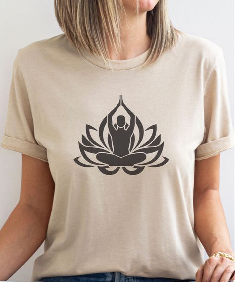 Yoga Painting Ideas, Selling T Shirts, Spring Casual Yoga T-shirt, Yoga Painting, Yoga Tee Shirt, Casual Compressive T-shirt For Yoga, White Graphic Print T-shirt For Yoga, Breathable Yoga T-shirt, Yoga Logo