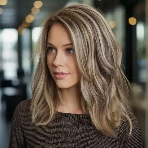 Dark Brown Hair with Chunky Ash Blonde Highlights and Lowlights Highlights On Dark Brown Hair, Dark Brown Hair With Blonde, Dark Brown Hair With Blonde Highlights, Blonde Highlights Ideas, Brown Hair With Blonde, Hair With Blonde Highlights, Rambut Brunette, Highlights Ideas, Dark Blonde Hair Color