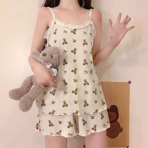 Kawaii Sleepwear, Cute Nightwear, Cute Nightgowns, Pajamas Aesthetic, Cute Pjs, Pajama Fashion, Sleepwear Fashion, Cute Sleepwear, Cute Pajama Sets