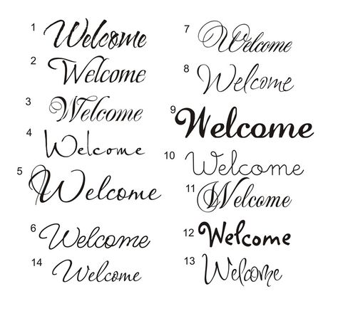 How To Write Welcome In Style, Welcome Doodle, Welcome Fonts Lettering, Welcome Writing Style, Welcome Hand Lettering, Welcome In Calligraphy, Lettering For Signs Fonts Hand Drawn, Welcome Typography Lettering, Welcome Calligraphy