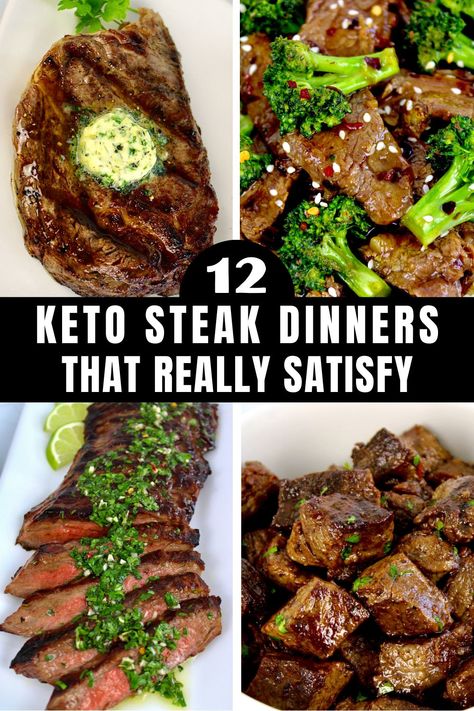 These steak dinners are melt in your mouth delicious and so easy to make! They're all Keto friendly, made with healthy low carb ingredients. Your family will absolutely love them, including your pickiest eaters! Keto Steak, Steak Dinners, Keto Burger, Healthy Low Carb, Low Carb Casseroles, Steak And Mushrooms, Low Carb Sides, Pepper Steak, Steak Bites