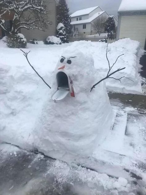 snowman mailbox and a neat Christmas decoration idea Street Art Utopia, Funny Snowman, Snow Sculptures, Snow Pictures, Snow Art, Snow Fun, Winter Fun, Winter Snow, Mailbox