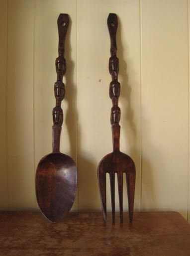 10 ITEMS EVERY FILIPINO HOUSEHOLD SHOULD HAVE Spoon And Fork Wall Decor, Wood Cutlery, Wooden Fork, Big Spoon, Wooden Cutlery, Kitchen Walls, Wall Ornaments, Spoon Fork, Forks And Spoons