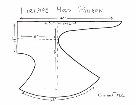 Liripipe Hood, Medieval Costume Diy, Medieval Dress Pattern, Viking Hood, Jester Costume, Medieval Crafts, Hood Pattern, Medieval Clothes, Draping Fabric