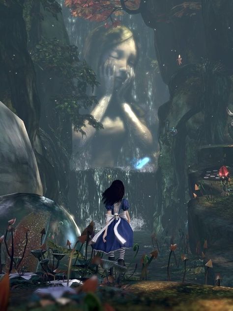 Alice Madness Blue Caterpillar Aesthetic, Dnd Alice In Wonderland, Alice Madness Returns Tattoo, Bad Fairy, Blue Caterpillar, Tattoos 2023, American Mcgee’s Alice, Alice In Wonderland Artwork, Dark Alice In Wonderland