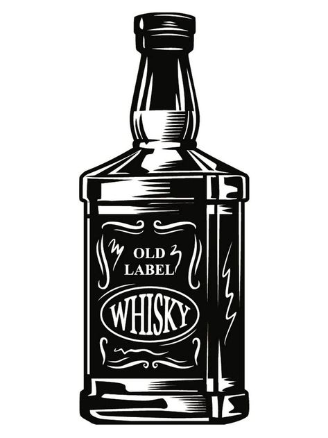 Bottle stencils are a selection of silhouettes of various containers for liquids. With their help children can show their creative skills and, for example, master drawing ornaments and graphic patterns. All bottle stencils are free to download and print. Jack Daniels Tattoo, Tiger Tattoo Sleeve, Jack Daniels Bottle, Bottle Tattoo, Bottle Drawing, Liquor Drinks, Whisky Bottle, Tattoo Care, Alcohol Bottles