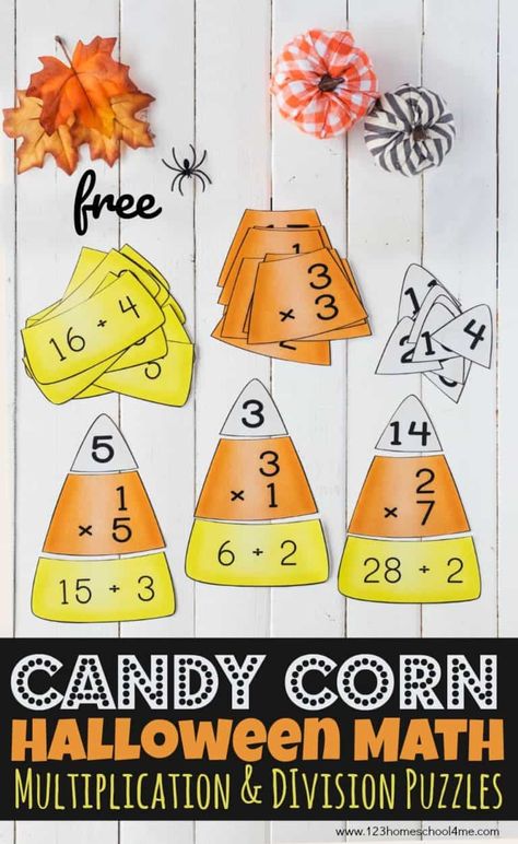 Candy Corn Math, Pumpkin Math Activities, Candy Math, Halloween Multiplication, Fall Math Activities, Pumpkin Math, Free Math Games, Halloween Math Activities, Multiplication Activities