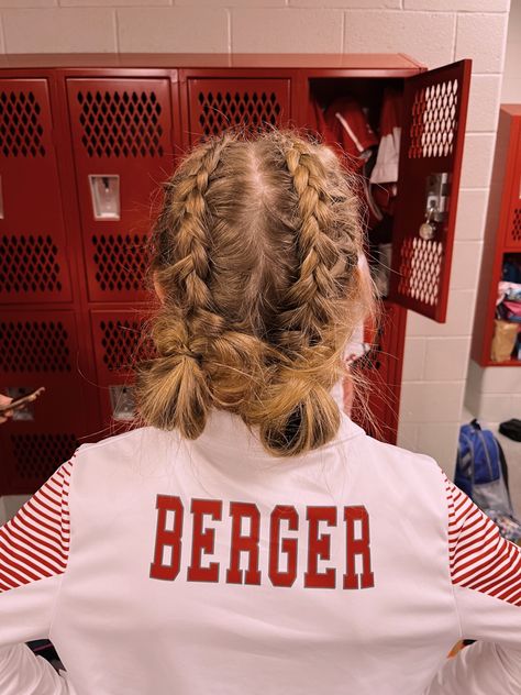 Dutch Braids Short Hair, Football Hairstyles, Tennis Hair, Cute Volleyball Hairstyles, Football Hair, Running Hairstyles, Soccer Hairstyles, Volleyball Hair, Soccer Hair