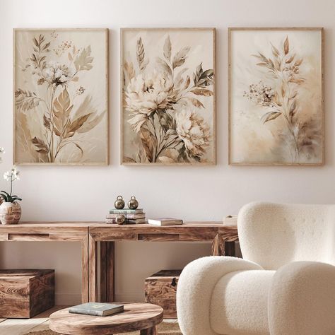 PRICES MAY VARY. 💖【Size】: Beige floral wall art size is 16x24inch(40x60cmx3pcs). please measure the wall correctly and make sure to choose the correct beige posters size. 💖【HD Printing】: Our floral oil painting is printed with the latest Giclee ink, with fine and even texture and rich colors. Beige abstract painting, high-quality materials and large-format printers give us the opportunity to bring out the smallest details. 💖【Frameless Poster】: Beige floral pictures no frame, only contains pai