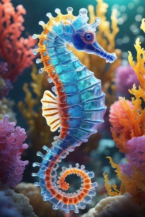 Ocean Creatures Art, Sea Creatures Art, Seahorse Art, Deep Sea Creatures, Beautiful Sea Creatures, Water Animals, Underwater Creatures, Art Making, Sea Horse