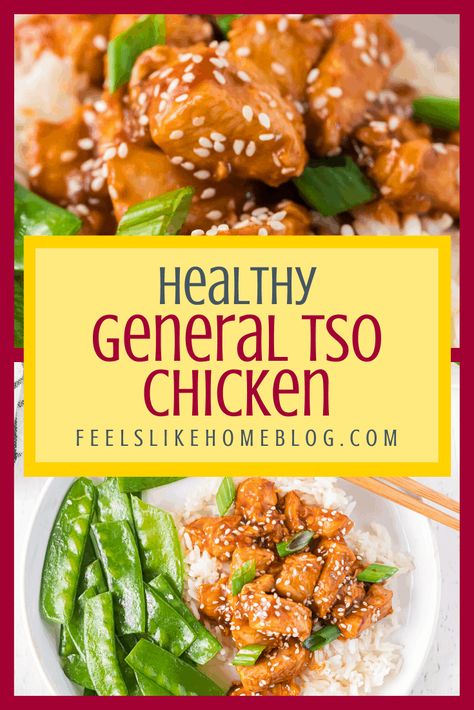 Baked Honey Sesame Chicken, Healthy General Tso Chicken, Easy General Tso Chicken, General Tao Chicken, General Tso's Chicken Recipe, Soy Glaze, General Tso's Chicken, Tso Chicken, Chinese Recipe