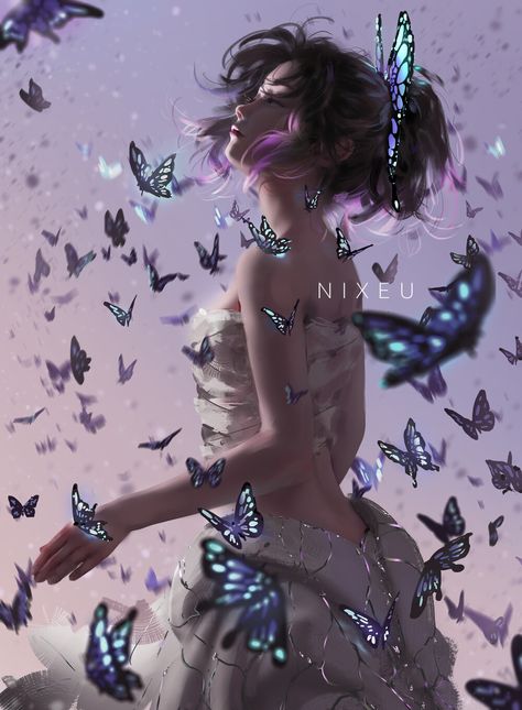 Butterflies, Hair, Art, Purple, The Story, Blue, White