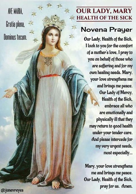 Prayers to the Blessed Virgin Mary | MaryPages Novena For Healing, Our Lady Of Good Health, Immaculate Mary, Prayer For The Sick, Catholic Prayers Daily, Prayer For Health, Our Lady Of Grace, Blessed Mary, Novena Prayers