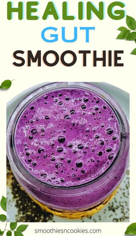 Healing Gut Smoothie Gut Healing Breakfast, Gut Smoothie, Healing Breakfast, Greek Yogurt Smoothie Recipes, Healing Gut, Protein Blueberry, Healthy Protein Smoothies, Healing Smoothie, Greek Yogurt Smoothie