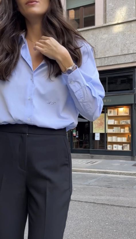 Law School Outfit, Sky Blue Shirt, Lawyer Outfit, University Outfit, Stylish Work Outfits, Workwear Fashion, Causual Outfits, Formal Outfit, Shirt For Women