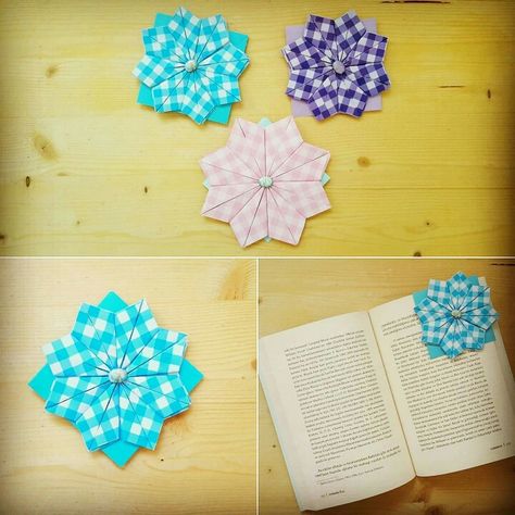 💮 Origami Flower Bookmark  For step by step tutorials you may watch Heyy Origami ! Origami Flower Bookmark, Paper Origami Flowers, Easy Origami Flower, Corner Bookmark, Paper Origami, Corner Bookmarks, Easy Origami, Flower Bookmark, Origami Flowers