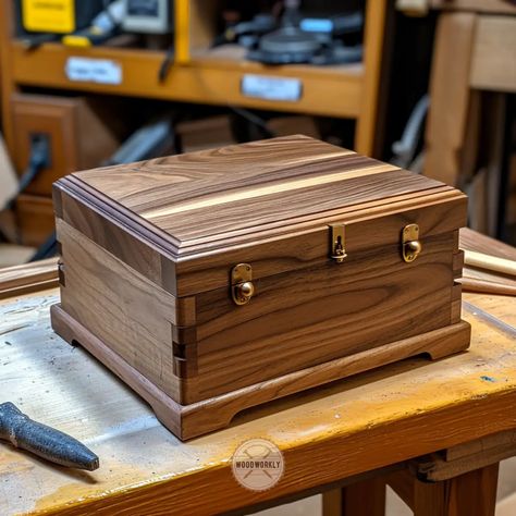 Wooden box Wood Box For Gift, Wooden Box Plans How To Build, Wooden Box Designs Diy, Wood Jewelry Box Ideas, Wooden Boxes Ideas, Handmade Wooden Jewelry Boxes, Wooden Box Plans, Woodshop Projects, Wooden Box Crafts