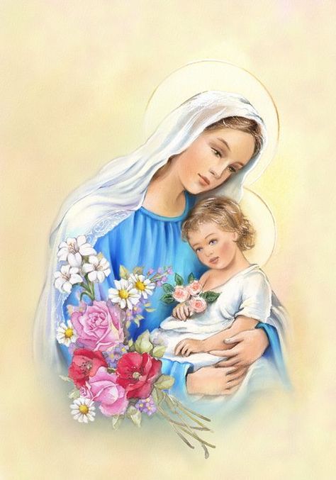 Mother Mary Tattoos, Virgin Mary Painting, Mary Jesus Mother, Mother Mary Pictures, Blessed Mother Statue, Jesus Mother, Virgin Mary Art, Mother Mary Images, Blessed Mary