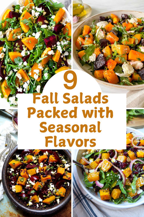 9 Fall Salads Packed with Seasonal Flavors Marinated Salads, Autumn Produce, Marinated Salad, Fall Salads, Salad Jar Recipe, Spring Mix Salad, Fall Salad, Yummy Salads, Seasonal Salad