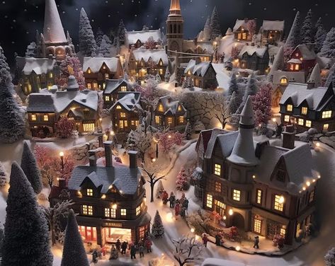 Christmas Village On a Budget, All Brands, All Seasons | Facebook Christmas Village Set Up, Miniature Christmas Scenes, Lemax Christmas Village Display, Christmas Village Ideas, Mini Christmas Village, Miniature Christmas Village, Winter App, Xmas Village, Tree Village