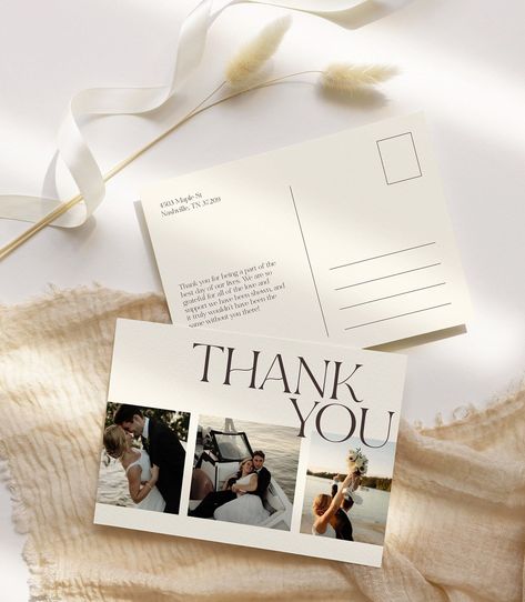 Thank You Postcard (including photo), Minimalist Wedding, Customizable Template, Editable Template, Printable Cards, Photography, C01 Minimalist Wedding Ceremony, Picture Minimalist, Cards Photography, Card Photography, Thank You Postcards, Wedding Thank You Cards, Minimalist Wedding, Wedding Thank You, Printable Cards