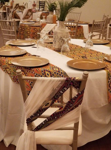 Habesha Mels Decor, African Wedding Inspiration, Nigerian Wedding Centerpieces, Afrocentric Table Decor, Ghanaian Wedding Decorations, Ethiopian Decor Wedding, Afro Party Decorations, Wakanda Wedding Theme, Traditional Ghanaian Wedding Decor