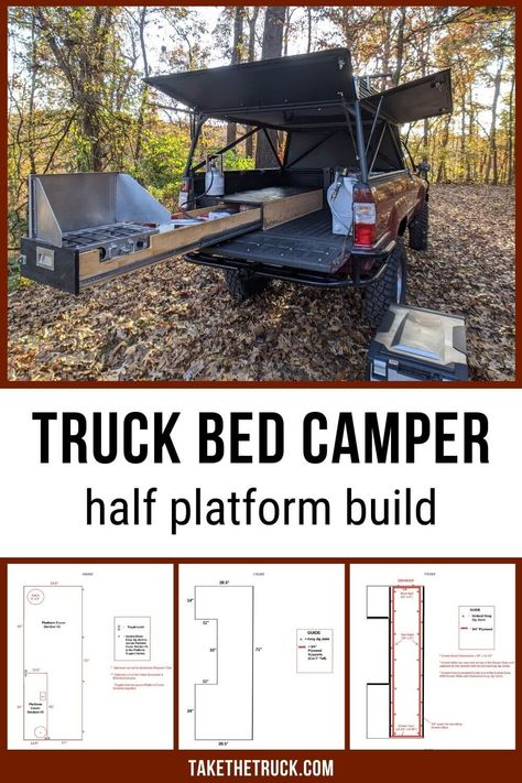 Truck Bed Sleeping Platform, Truck Bed Sleeping, Truck Camper Build, Truck Topper Camping, Camping Platform, Truck Cap Camping, Diy Truck Camper, Truck Cap Camper, Adventure Truck