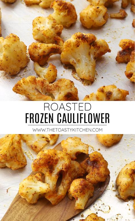 Roasted Frozen Cauliflower, Roast Frozen Brussel Sprouts, Cauliflower In Oven, Frozen Cauliflower Recipes, Cooking Frozen Green Beans, Roast Frozen Broccoli, Oven Roasted Cauliflower, Frozen Cauliflower, Roasted Cauliflower Recipes