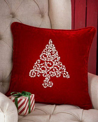 Blue Christmas Decor, Crystal Christmas Tree, Christmas Sewing Projects, Christmas Cushion, Christmas Tree Pillow, Crystal Christmas, Tree Pillow, Christmas Cushions, Christmas Pillows