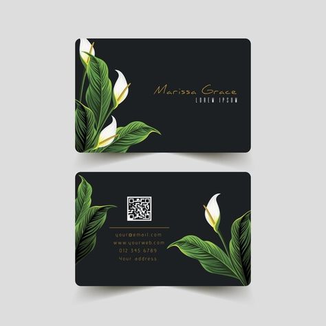 Nature Business Card, Graphic Designer Visiting Card, Makeup Artist Cards, Event Planner Branding, Free Vector Business Cards, Florist Business Card, Business Card Icons, Natural Motifs, Business Card Set