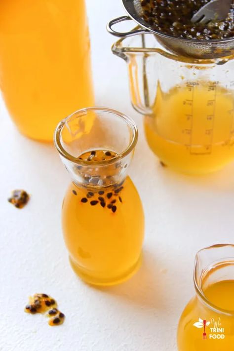 Easy Passion Fruit Syrup Recipe – We Trini Food Passion Fruit Recipes, Fruit Syrup Recipe, Passionfruit Recipes, Fruit Syrup, Passion Fruit Syrup, Trini Food, Coffee Treats, Homemade Cocktails, Syrup Recipe