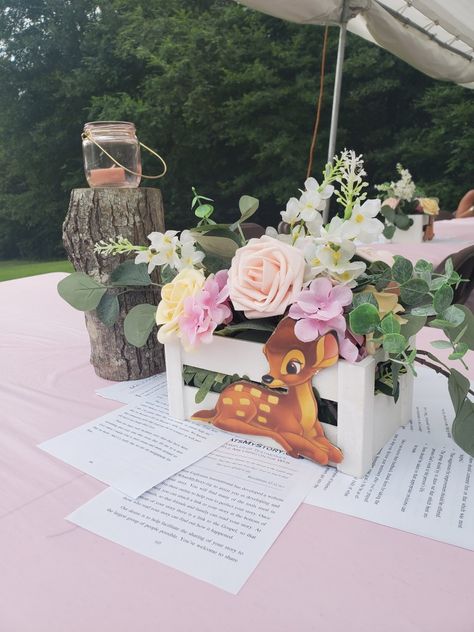 Bambi Party Decorations, Bambi Baby Shower Ideas Centerpieces, Bambi Themed Baby Shower Ideas, Bambi Centerpieces, Bambi Baby Shower Theme Girl, Bambi Centerpiece Ideas, Bambi Birthday Party Decoration Girl, Bambi Party Ideas, Bambi Baby Shower Ideas