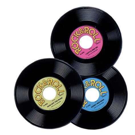 Beistle Plastic record is ideal for 1950's themed event and has a label printed on each side, sold as 9 per pack. Beistle Plastic record promotes fun and also helps to make the event memorable. Record measures 9" in diameter and gives a retro touch to the party, sold as 9 per pack. 9". Package quantity: 9/pack. Theme: Music. Plastic. Used for festive occasions. High quality. Label is printed on both sides. Record Decorations, Record Decor, 90s Party Decorations, 70s Party Theme, 70s Theme Party, 80s Party Decorations, 50s Rock And Roll, Rock N Roll Party, Movie Night Birthday Party