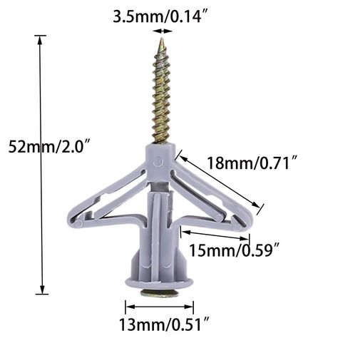 Hollow-Wall Anchors ，Drywall Anchor kit with Screws, Self-Drilling Hollow Wall Anchor, Grey, 65Lbs (Anchor 50pcs+Screw 50pcs): Amazon.com: Industrial & Scientific Hollow Wall Anchors, Hollow Wall, Drywall Anchor, Wall Anchors, Drywall, Anchors, Screw, London, Drawings