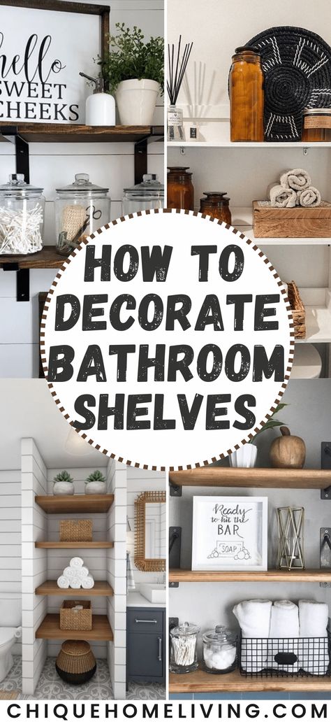 Transform your bathroom into a stylish and organized haven with our latest blog post on "How to Decorate Bathroom Shelves." Discover expert tips and creative ideas to elevate the aesthetic appeal of your bathroom while maximizing functionality. Shelving Ideas Bathroom, Bathroom Shelf Decor Ideas, Bathroom Shelving Ideas, Decorating Bathroom Shelves, Rustic Bathroom Accessories, Shelf Decor Ideas, Small Bathroom Shelves, Shelves Above Toilet, Shelves Over Toilet