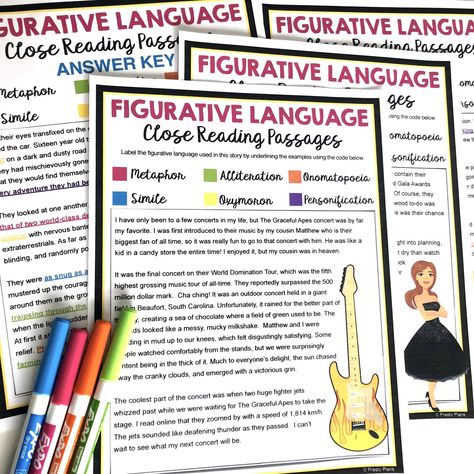 8 Creative Figurative Language Activities for Review - Presto Plans Literary Devices Activities, Figurative Language Middle School, Figurative Language Activities, Figurative Language Lessons, Esl Reading Comprehension, Figurative Language Activity, Teaching Figurative Language, English Teacher Resources, Poetry Activities