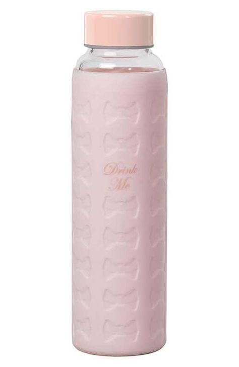 Preppy Accesories, Colored Glass Bottles, Trendy Water Bottles, Pink Water Bottle, Cute Water Bottles, Pink Bottle, Pink Water, Glass Water Bottle, Everything Pink