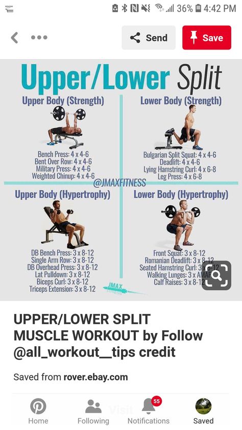 Upper/lower split Upper Lower Split Workout, Total Body Workout Plan, 4 Day Workout, Split Workout, Lower Workout, Lunchbox Kids, Kids Exercise, Full Body Workout Plan, Poster For Bedroom