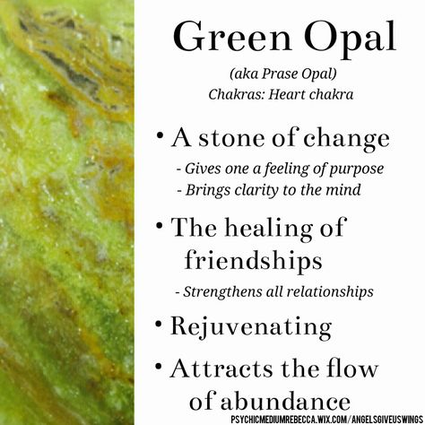 Green Opal crystal meaning Green Opal Meaning, Opal Crystal Meaning, Opal Meaning, Jewelry Opal, Crystals Healing Properties, Gemstone Meanings, Crystal Therapy, Oxidized Copper, Crystal Healing Stones