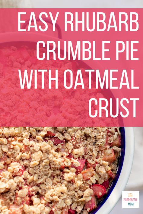 Rhubarb Pie With Crumb Topping, Easy Rhubarb Pie, Rhubarb Crumble Pie, Oatmeal Crumble Topping, Rhubarb Oatmeal, Rhubarb Recipes Pie, Oatmeal Pie, Oatmeal Crumble, Rhubarb Jam Recipes