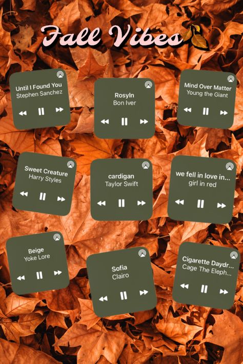 Autumn Music Aesthetic, Autumn Music Playlist, Fall Playlist Songs, Fall Songs Playlist, Autumn Playlist Cover, Fall Playlist Names, Fall Activities Aesthetic, Fall Playlist Cover, Fall Spotify Playlist