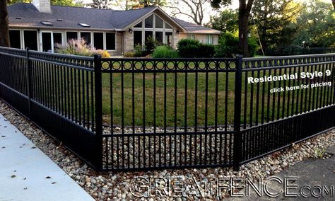 Customize your fence or gate online with our dog fence panels. 100% Made in the USA! Iron Fences And Gates Front Yards, Aluminum Fence With Wood Posts, Black Aluminum Fence Gates, Aluminum Fence Landscaping, Dog Fence Large Yard, Black Iron Fence, Black Aluminum Fence, 6ft Black Chain Link Fence, Aluminum Fence Gate