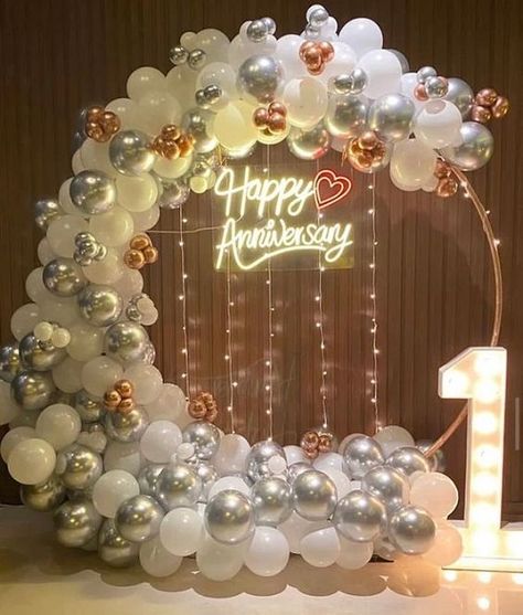 1st Wedding Anniversary Decoration Ring Balloon Decoration, Wedding Anniversary Decoration Ideas, Silver Wedding Anniversary Decorations, Anniversary Decoration Ideas At Home, 25th Wedding Anniversary Decorations, Anniversary Decoration Ideas, 25th Anniversary Decorations, Ring Balloon, 50th Wedding Anniversary Decorations