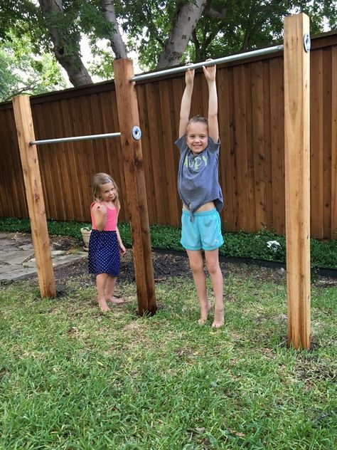 Backyard Gymnastics, Diy Jungle Gym, Diy Gymnastics Bar, Diy Monkey Bars, Backyard Jungle Gym, Backyard Gym, Gym Bar, Kids Backyard, Backyard Design Ideas