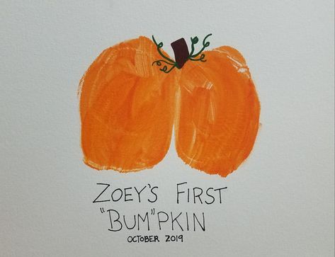 Baby pumpkin bum. Paint baby's bum cheeks orange and place on paper to make a pumpkin! Pumpkin Baby Craft Ideas, Baby Feet On Pumpkin, Baby Bumpkin Craft, "bum"kin Baby Art, Infant Pumpkin Art, Baby Halloween Crafts Ideas Paint, Baby Halloween Pumpkin Painting, Newborn Halloween Painting, Bumkins Craft