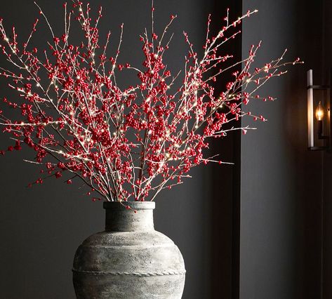 Berry Branch, Faux Branches, Faux Christmas Trees, Christmas Dining Table, Christmas Wreaths & Garlands, Cone Trees, Berry Wreath, Black Vase, Tall Vases